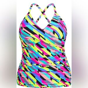 Ocean Blues Neon Striped Tankini